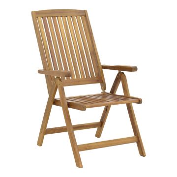 Fotoliu 5 locuri Zerco  pliabil lemn de salcâm Natural 61x65x110cm