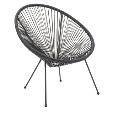 Fotoliu Acapulco pakoworld metal negru- pe negru 71x76x85cm