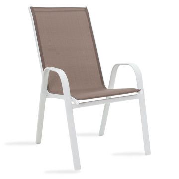 Fotoliu Calan metal alb-texMarone maro 55x75x90cm 75x55
