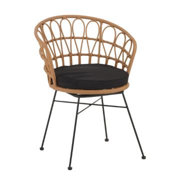 Fotoliu Felicia pakoworld ratan Natural-metal picioare negre D60x81cm
