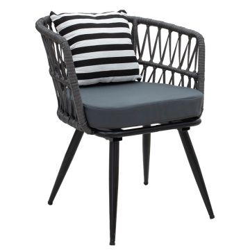 Fotoliu Naoki metal negru-pe Gri-perna, negru/alb, 65x62x77 cm