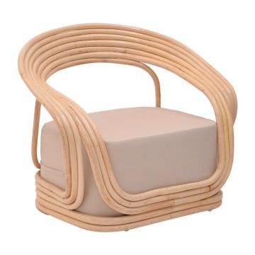 Fotoliu Radictive pakoworld ratan in culoare Naturala cu perna bej 88x57x73cm