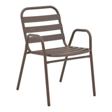 Fotoliu Sussie empilabil maro din metal cu lamele din aluminiu 45x62x76cm 62x45
