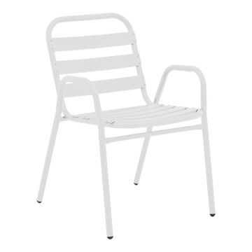 Fotoliu Sussie pakoworld stivuibil metalic alb cu lamele de aluminiu 45x62x76cm 62x45