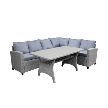 Lounge Flashy pakoworld set de 3 piese tesatura carbune-rattan carbune