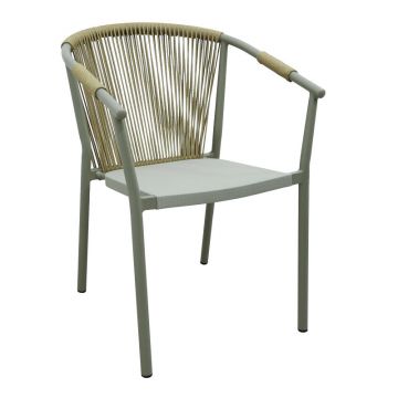 Scaun de aluminiu Convince, empilabil, cu cadru maro-textilen-PE din rattan, 56x63x82cm 63x56