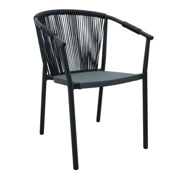 Scaun de aluminiu Convince pakoworld empilabil cu cadru Gri-textilene-pe ratan 56x63x82cm 63x56