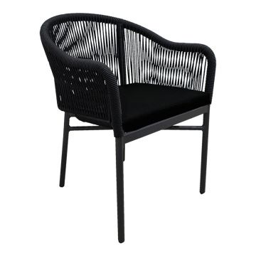 Scaun de aluminiu Legana pakoworld, empilabil, cadru antracit-ratan, 56x66x82cm 66x56