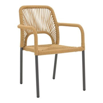 Scaun de aluminiu Norture pakoworld, empilabil, cadru antracit-ratan Natural 57x63x82cm 63x57