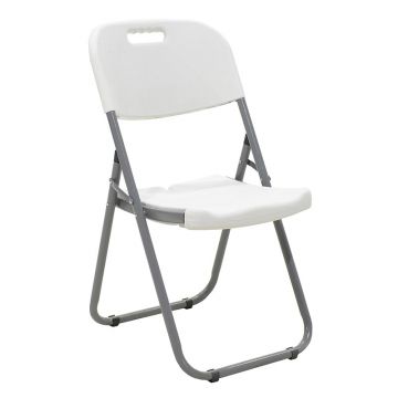 Scaun de camping pliabil comercial Edison cu si armat, alb, 45x50x88 cm
