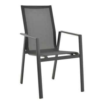 Scaun de gradina Dashiell metal negru textilena, negru, 71x58x94 cm