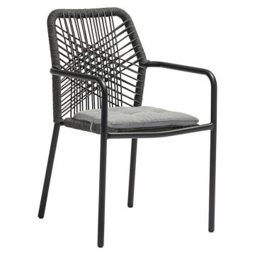 Scaun de gradina Kherson aluminiu ropa antracit- perna, gri, 55x61x84 cm