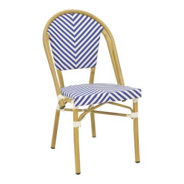 Scaun de gradina Uarmin stivuit negru aluminiu negru si alb textilena, 46x57x85 cm