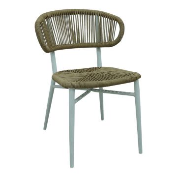 Scaun din aluminiu cu ratan Agus pakoworld, empilabil în nuanță albă, 55x63x77cm 63x55
