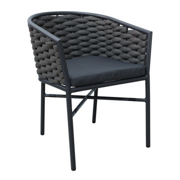 Scaun din aluminiu Noevo Pakoworld empilabil cu cadru Gri și pernă 57x62x77cm 62x57