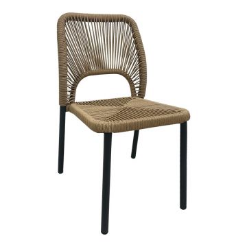 Scaun din aluminiu Norture, empilabil, cu cadru antracit-ratan Natural 45x63x82cm 63x45