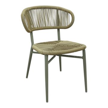 Scaun din aluminiu-pe ratan Agus pakoworld, empilabil, în nuanță maro, 55x63x77cm 63x55