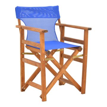 Scaun director Kompa din lemn de fag solid de nuca si material textil albastru 54x57