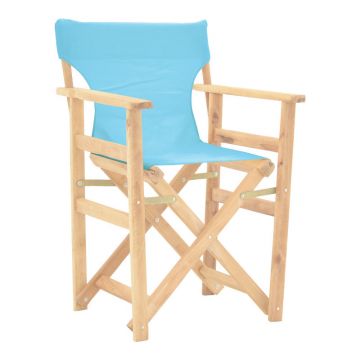 Scaun director Kompa din lemn vopsit in culori de lemn de fag si material textil turcoaz 54x57