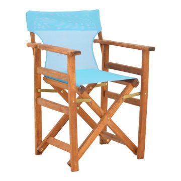 Scaun director Kompa din nuc solid de fag si stofa turcoaz 54x57