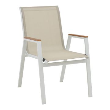Scaun exterior Azelie Gri inchis tex Marone-picioare de aluminiu Gri inchis-brate din lemn de fag, 77x55x94 cm