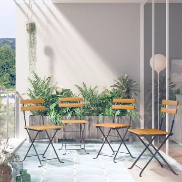 Scaune bistro pliabile, 4 buc., lemn masiv acacia
