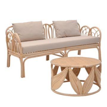 Set de 2 bucăți de ratan Ytrone-Siderty în culoare Naturală 80x80