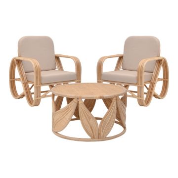 Set de 3 piese din răchită Relmine-Siderty în culoare Naturală 80x80