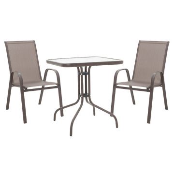 Set de cină 3 bucăți Watson-Calan metal negru-texMaron maro 70x70x70cm 0x0