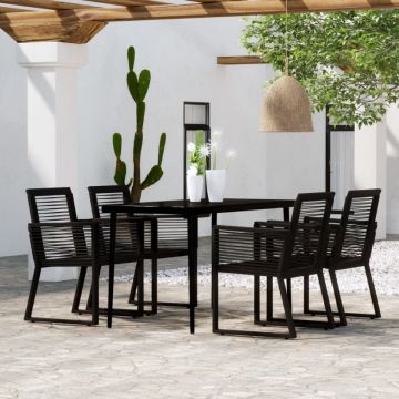 Set de mobilier pentru grădină, 5 piese, negru