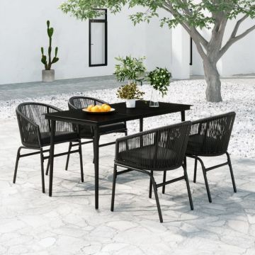 Set de servit masa pentru grădină, 5 piese, negru