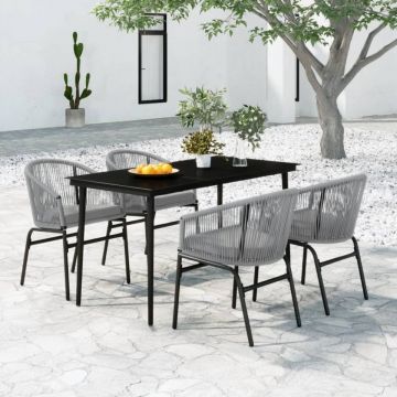 Set mobilier de grădină, 5 piese, gri