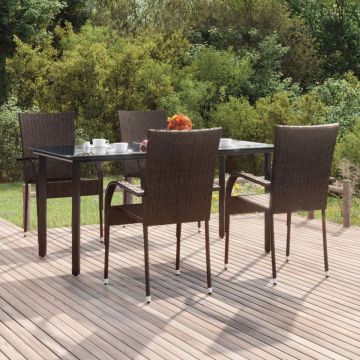 Set mobilier de grădină, 5 piese, maro, poliratan