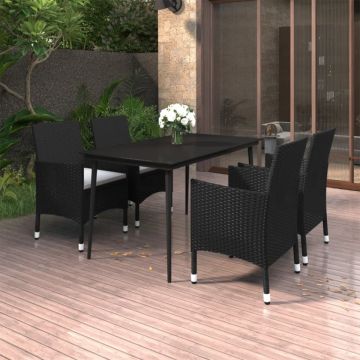 Set mobilier de grădină cu perne 5 piese poliratan & sticlă