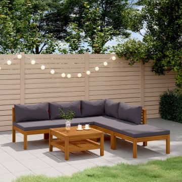 Set mobilier grădină cu perne, 6 piese, lemn masiv acacia