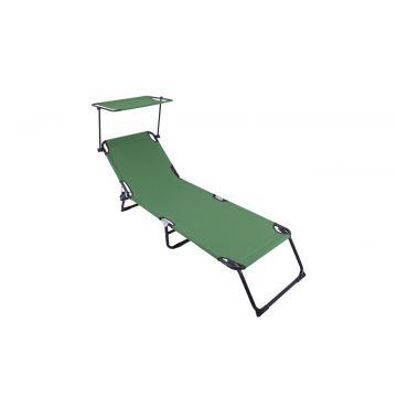 Sezlong cu parasolar Heinner, 186x55x24 cm, otel/textil, verde
