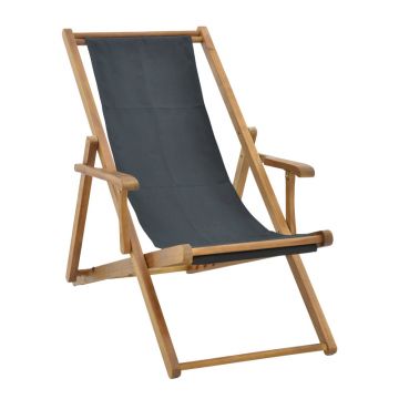 Sezlong Xurian lemn de salcâm pvc pvc, negru, 67x108x104 cm