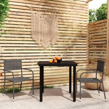 Set de mobilier pentru grădină, 3 piese, gri