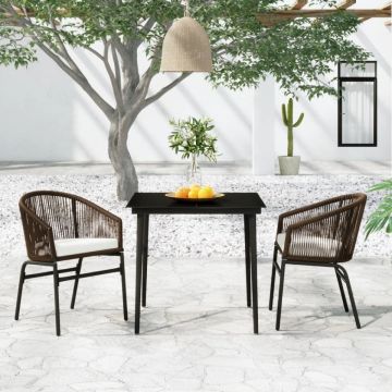 Set de mobilier pentru grădină, 3 piese, maro
