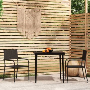 Set de mobilier pentru grădină, 3 piese, negru