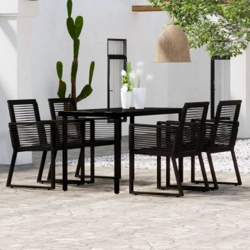 Set de mobilier pentru grădină, 5 piese, negru