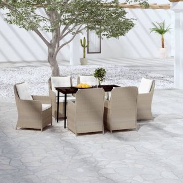 Set de mobilier pentru grădină, 7 piese, maro
