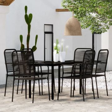 Set de mobilier pentru grădină, 7 piese, negru
