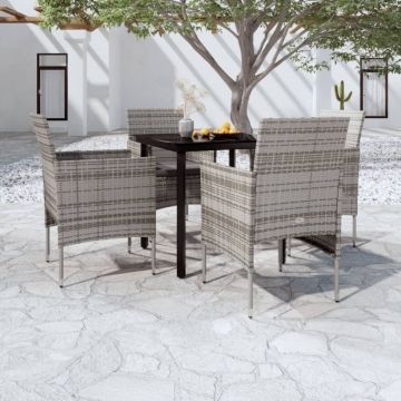 Set de servit masa pentru grădină, 5 piese, gri și negru