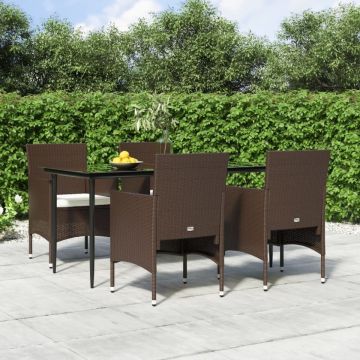 Set de servit masa pentru grădină, 5 piese, maro și negru