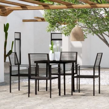 Set de servit masa pentru grădină, 5 piese, negru