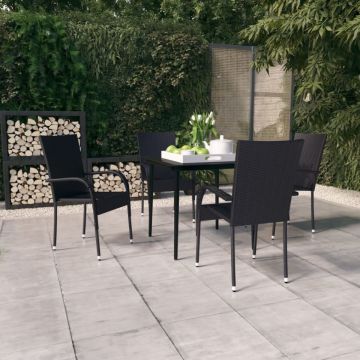 Set de servit masa pentru grădină, 5 piese, negru