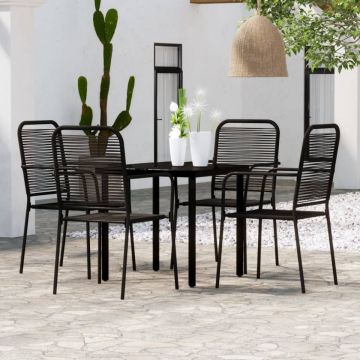 Set de servit masa pentru grădină, 5 piese, negru