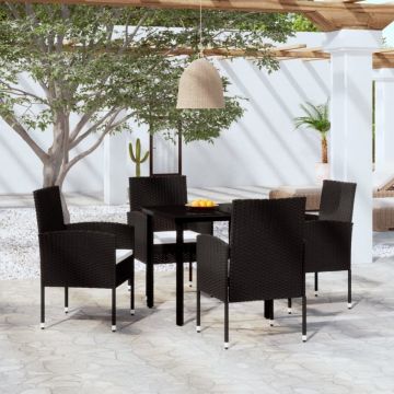 Set de servit masa pentru grădină, 5 piese, negru