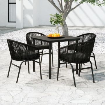 Set de servit masa pentru grădină, 5 piese, negru